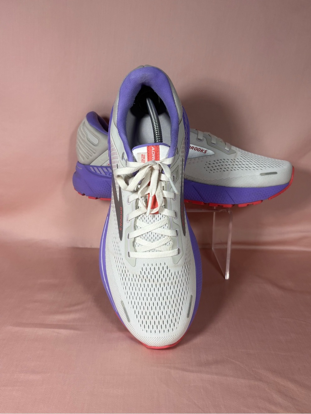 Brooks Adrenaline GTS 22 White/Coral/Purple Women's Running Sneaker Size 12 - Picture 3 of 16